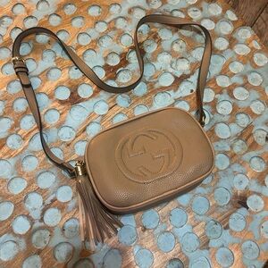 Gucci Tan Leather Crossbody Bag with Tassel